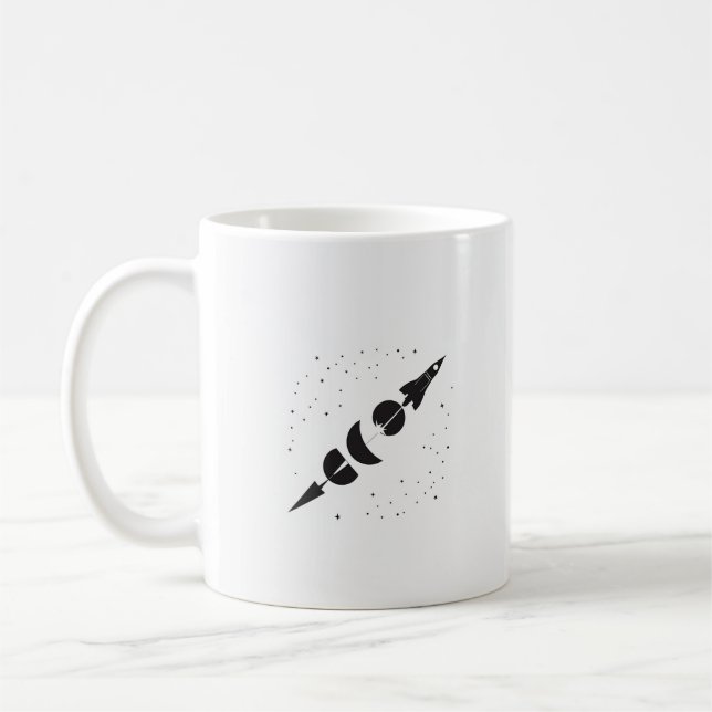 Caneca De Café Fases da Lua Foguete Exploração Espacial Astronomi (Esquerda)