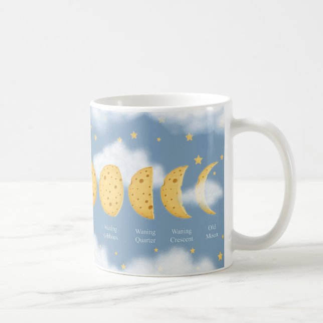 Caneca De Café Fases do gráfico lunar da Cinza de queijo (Direita)