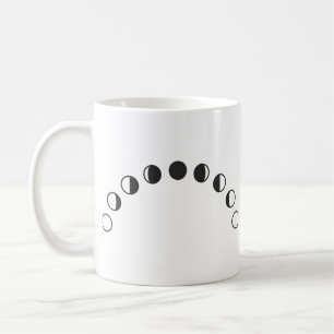 Caneca De Café Fases Lunares Arco Desenho Minimalista da Lua
