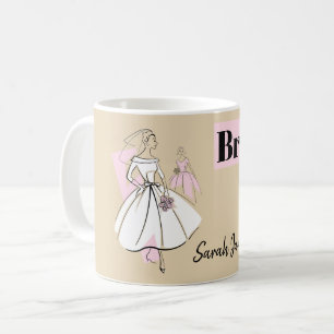 Caneca De Café Fashion Bride Grupo Neutral Bridesmaid Nome