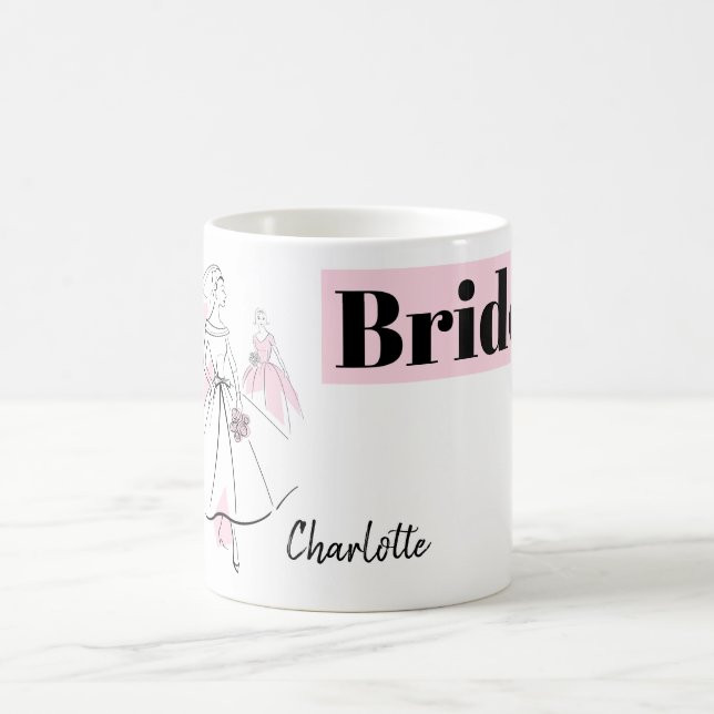 Caneca De Café Fashion Bride Pink Group Bride Name (Centro)