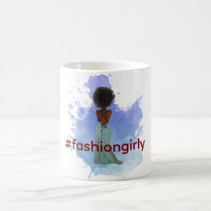 Caneca De Café Fashionista negra com um Afro