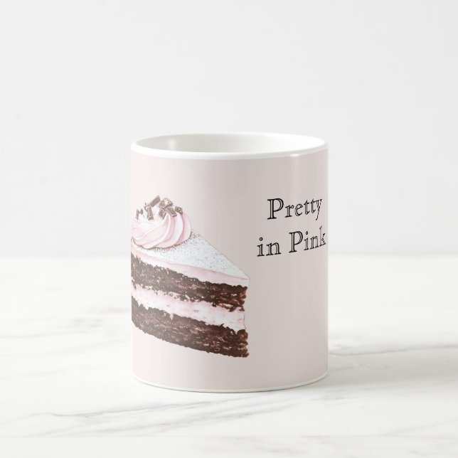 Caneca De Café Fatia de Bolo de Chocolate Rosa (Centro)