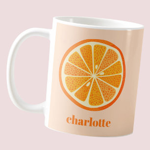 Caneca De Café Fatia de Laranja de Citrus Personalizada
