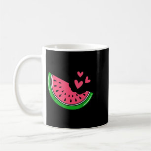 Caneca De Café Fatia de Melancia Fofa Mordida Com Corações Verão