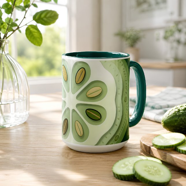 Caneca De Café Fatia de Pepino  (Fresh Cucumber Slice Summer Mug)