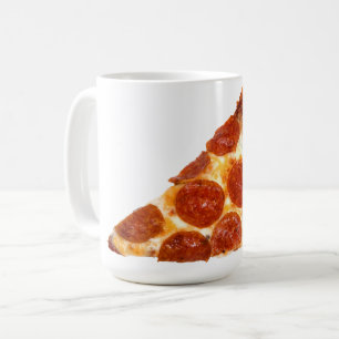 Caneca De Café Fatia de pizza de pepperoni clássica da SlipperyJo