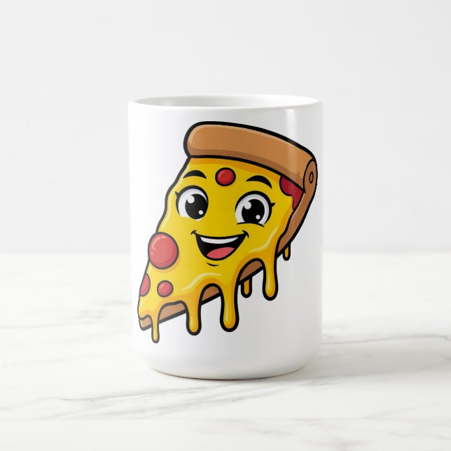 Caneca De Café Fatia de Pizza Feliz e Divertida com Queijo Elásti (Centro)