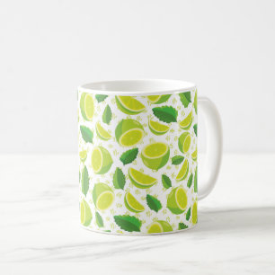 Caneca De Café Fatias de limão e Verde deixam um padrão perfeito