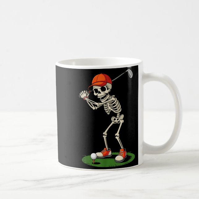 Caneca De Café Fato de Golfe de Esqueleto de Halloween Engraçado  (Direita)