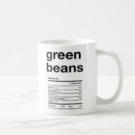 Caneca De Café Fatos de Informações Nutricionais do Feijão Verde