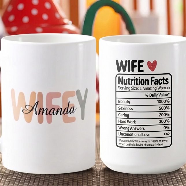 Caneca De Café Fatos de Nutrição da Esposa Personalizados Present (Criador carregado)