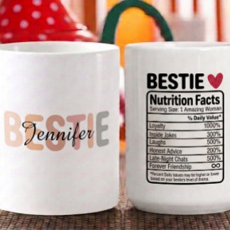 Caneca De Café Fatos de Nutrição da Melhor Amiga Personalizados N