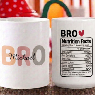 Caneca De Café Fatos de Nutrição do Irmão Personalizados Nome, ca