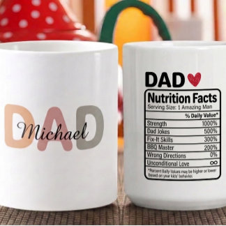 Caneca De Café Fatos de Nutrição Personalizados para o Papai Nome