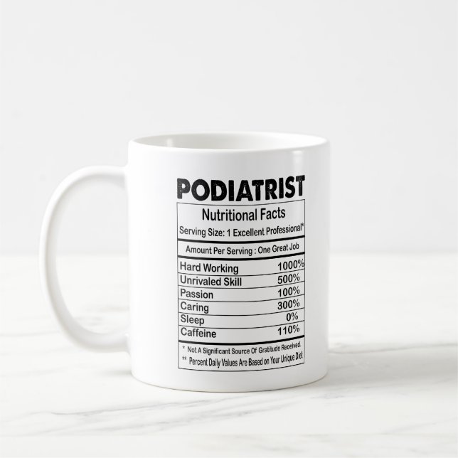 Caneca De Café Fatos de Nutrição Pôdiatra 11oz Coffee Mug (Esquerda)
