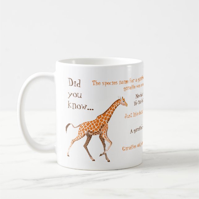 Caneca De Café Fatos Divertidos Sobre O Girafas Mug (Esquerda)
