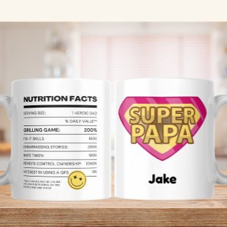 Caneca De Café Fatos Nutricionais Alimentados por Piadas Pais - S