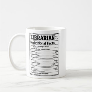 Caneca De Café Fatos Nutricionais de Bibliotecário Amante de Livr