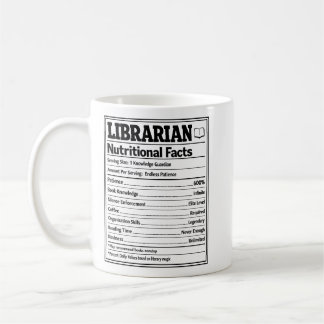 Caneca De Café Fatos Nutricionais de Bibliotecário Amante de Livr