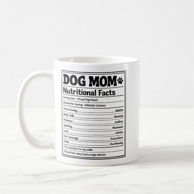 Caneca De Café Fatos Nutricionais de Mãe de Cachorro, Presente Di (Esquerda)
