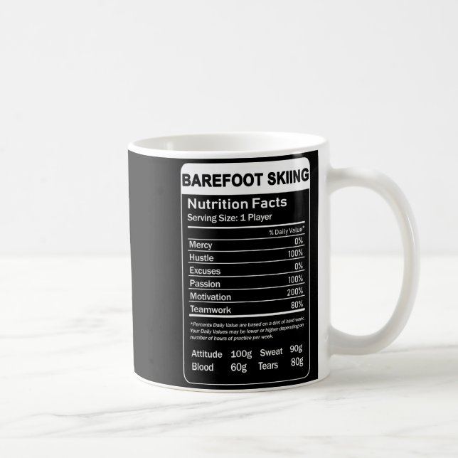 Caneca De Café Fatos nutricionais do esqui descalço  (Direita)