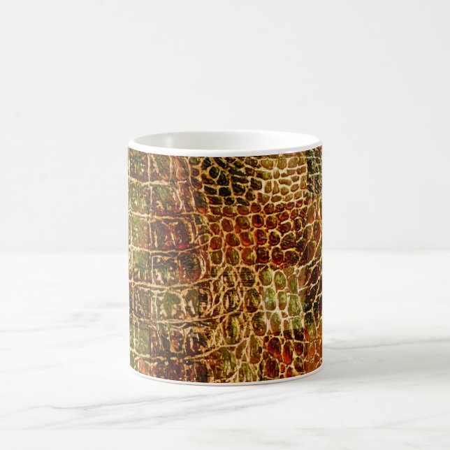 Caneca De Café Faux Alligator Animal Pele Couro Vermelho Castanho (Centro)