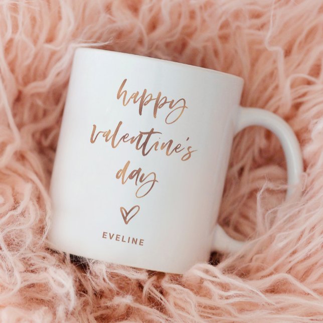 Caneca De Café Faux Rosa Dourado | Roteiro casual e Namorados car (A simple and stylish Valentine's Day mug)