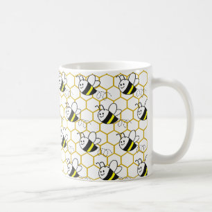 Caneca De Café Favo de Mel Abelha Mel Preto Amarelo Branco Padrão