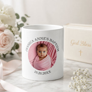 Caneca De Café Favor de Batismo de Menina com Foto Especial