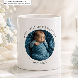 Caneca De Café Favor de Batismo de Menino com Foto Especial