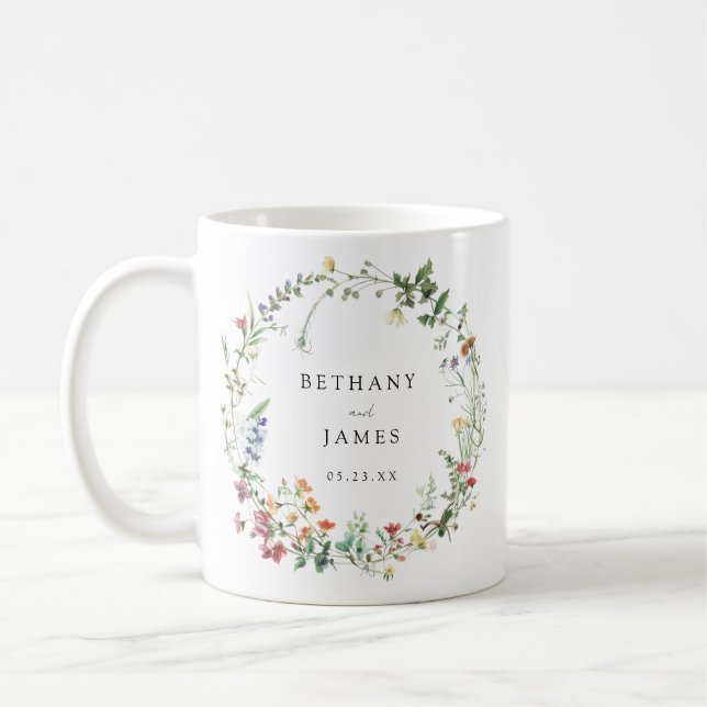 Caneca De Café Favor de Casamento de Flor Silvestre Rústica (Esquerda)