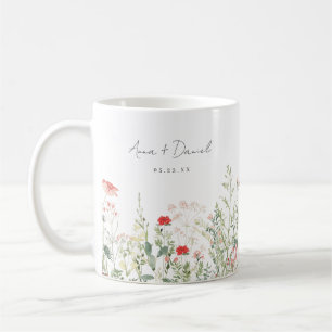 Caneca De Café Favor de Casamento de Prado de Flores Silvestres
