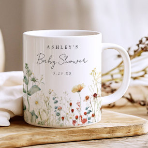 Caneca De Café Favor de Chuveirinho de Bebê Campo de Flores Silve