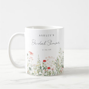 Caneca De Café Favor de Chuveiro de Noiva de Prado de Flores Silv
