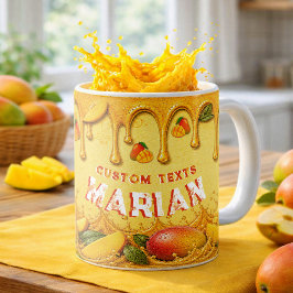 Caneca De Café Favor de Festa Retro de Manga Laranja Dourado Nome