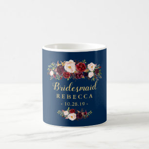 Caneca De Café Favor floral do casamento da dama de honra dos