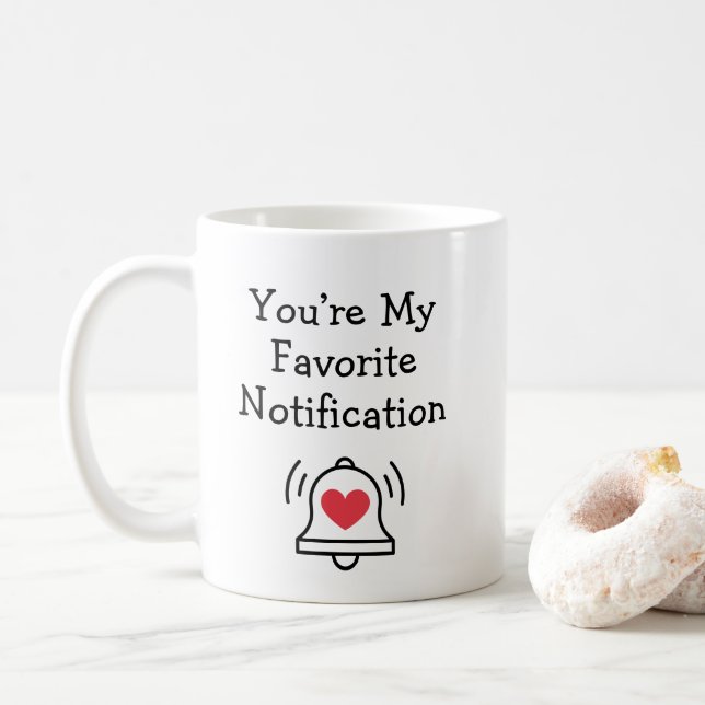 Caneca De Café Favorite Notification Modern Bell Black & Red (Com Donut)