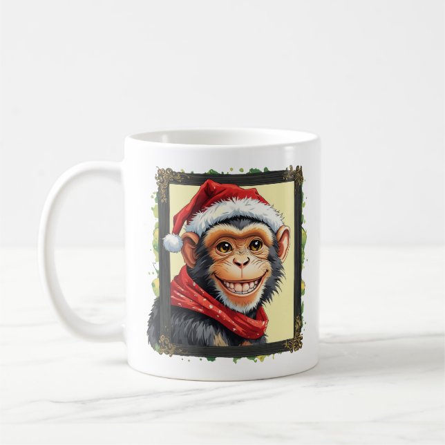 Caneca De Café Favoritos Engraçados de Natal Animal - Macaco 2 (Esquerda)