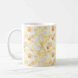 Caneca De Café Favos de Mel em Ouro Branco e Amarelo