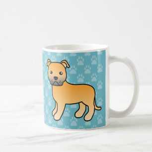 Caneca De Café Fawn Cartoon Staffordshire Bull Terrier
