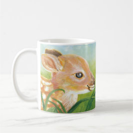 Caneca De Café Fawn deitado na grama e Esquilo