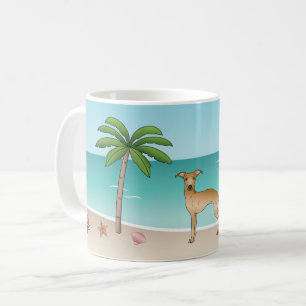 Caneca De Café Fawn Italiano Greyhound Na Praia Tropical De Verão