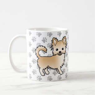 Caneca De Café Fawn Long Casaco Chihuahua Cartoon Dog & Paws