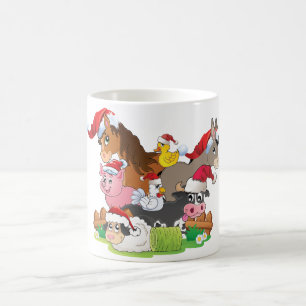 Caneca De Café Fazenda Animal Christmas