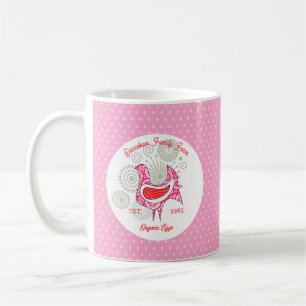 Caneca De Café Fazenda Da Família Vintage Ovos Rosa-Rústico Bolin