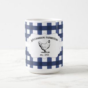 Caneca De Café Fazenda de búfalos Xadrez azul
