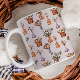 Caneca De Café Fazenda de Casa de Campo Floral de Cobre de Ação d