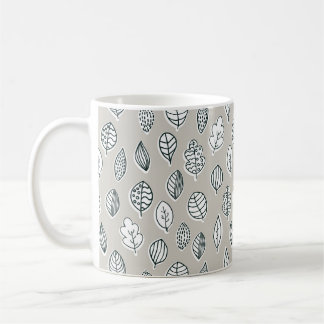 Caneca De Café Fazenda de Folhas Azul Tan Casa Rústica Fofo