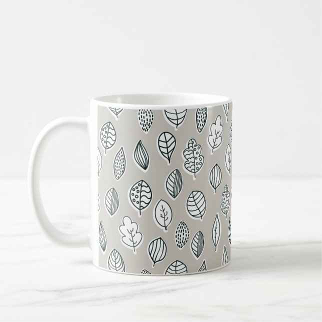 Caneca De Café Fazenda de Folhas Azul Tan Casa Rústica Fofo (Esquerda)